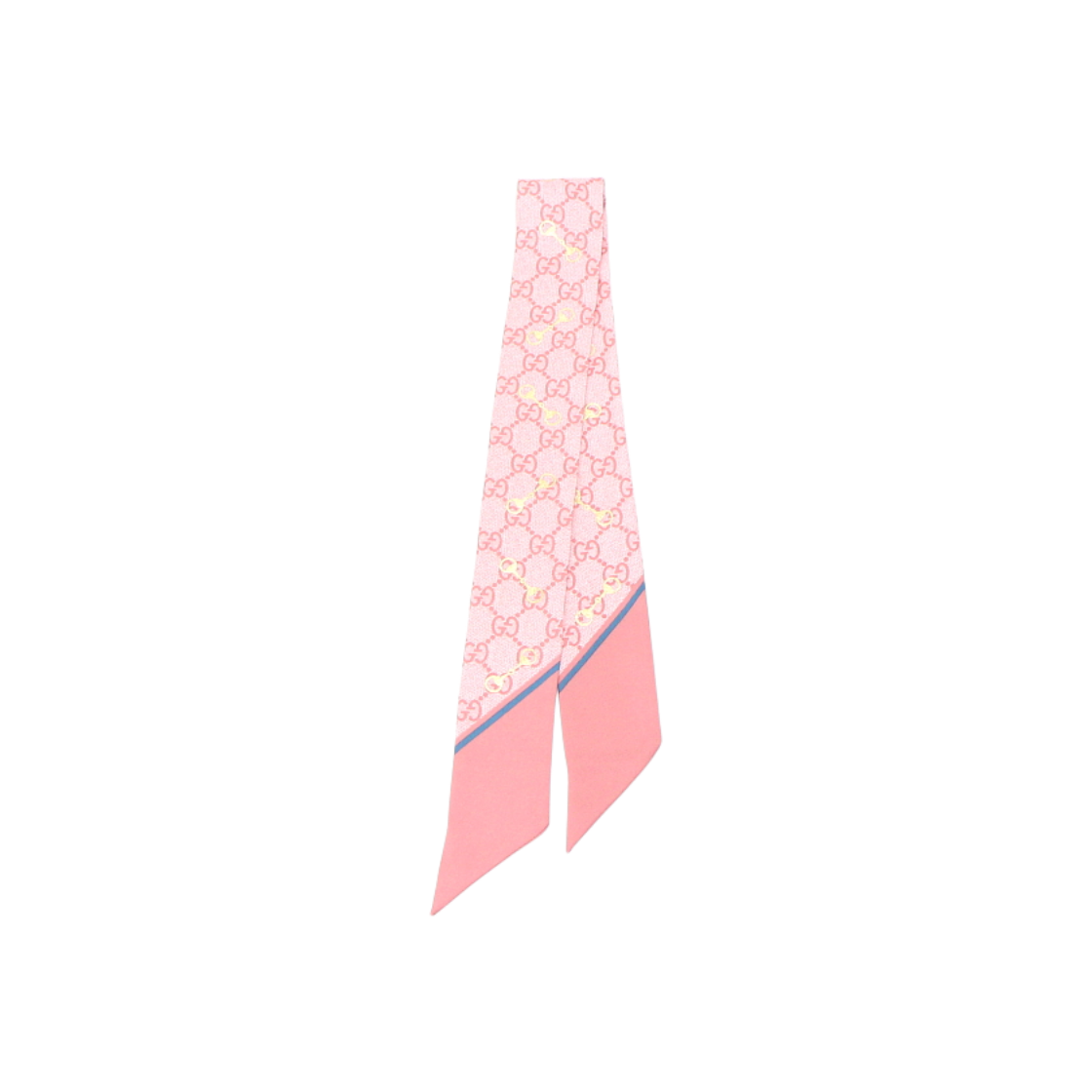 ITS7JNWHSI23 Gucci GG Logo Print Horsebit Silk Neck Bow Scarf