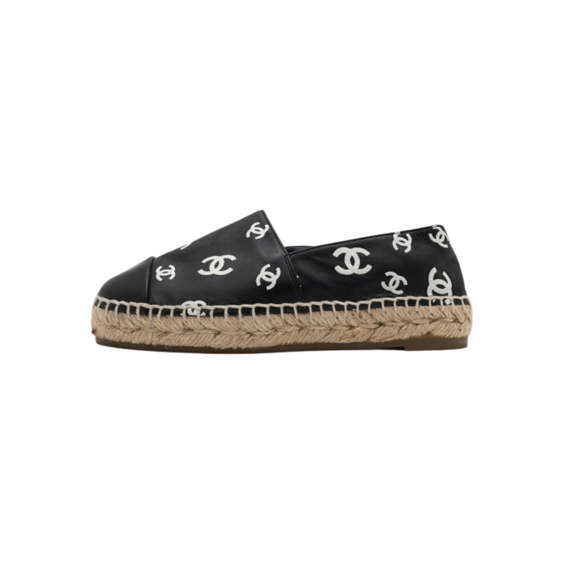 ITMOMCIMLI38 Chanel Black Lambskin White CC Logo Printed Women Espadrille Sneakers