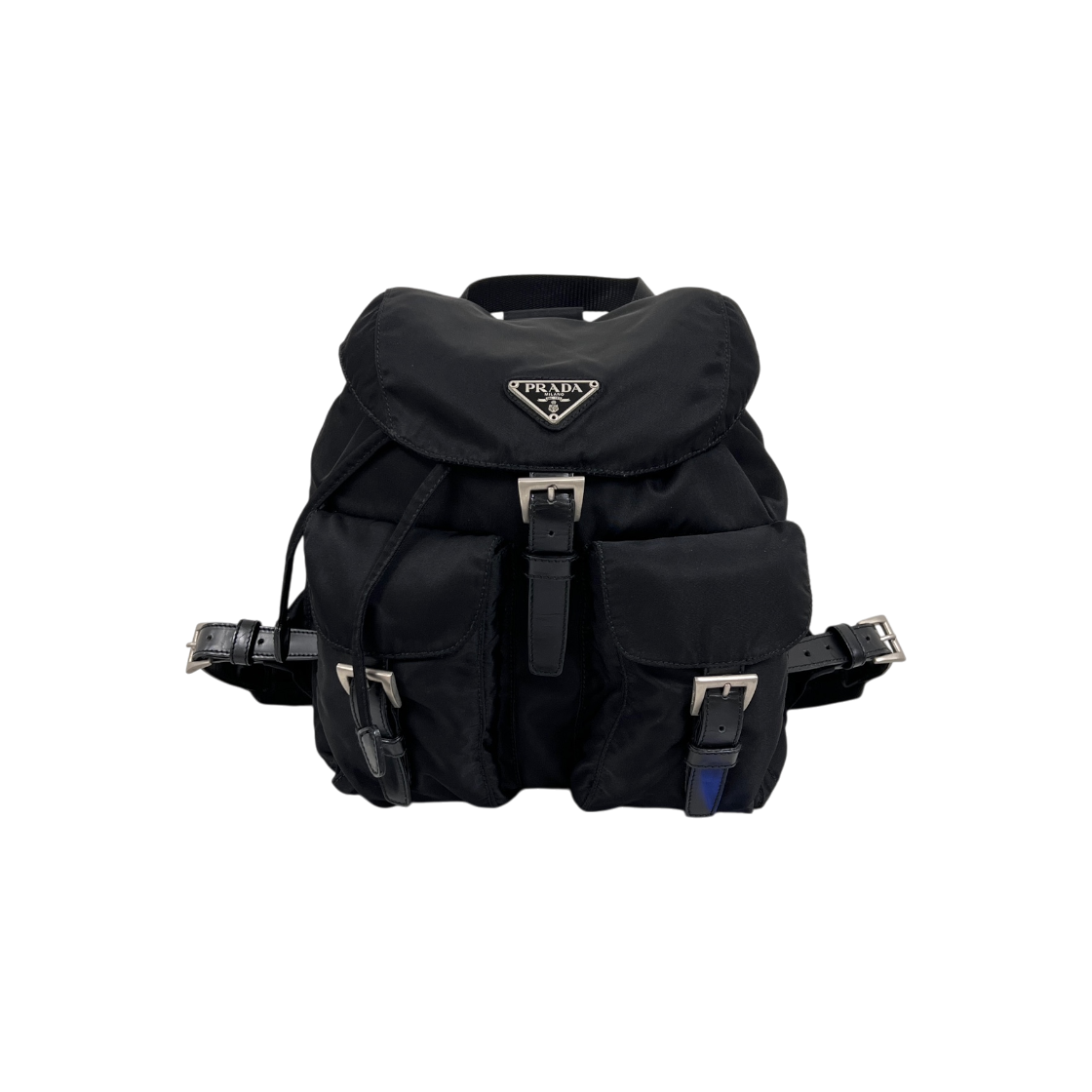 ITWKG2KVCB7I Prada Nylon Triangle Logo Small Backpack Black