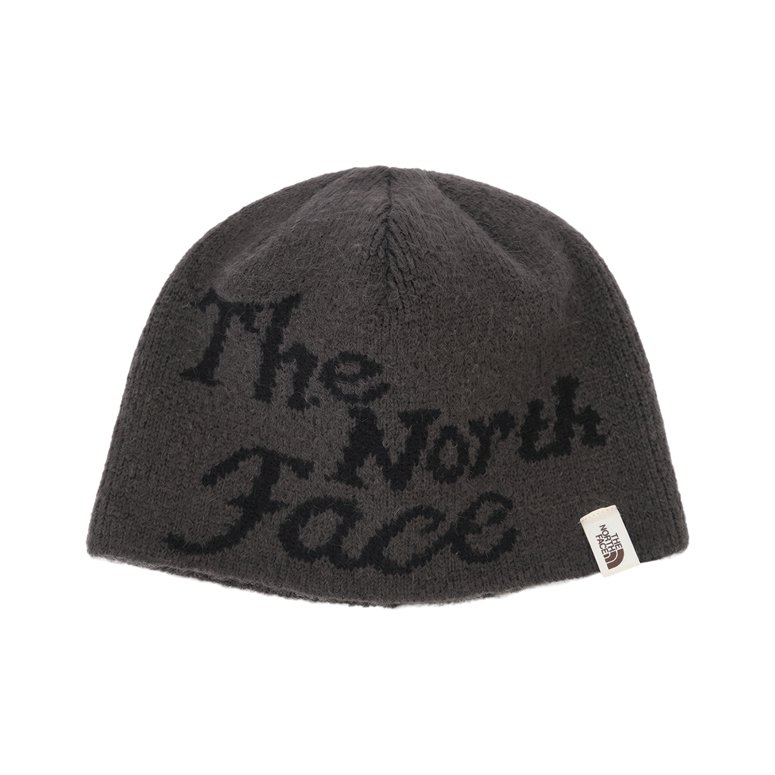 NE3BS52J The North Face White Label Brushed Logo Beanie Dark Charcoal - 26FW