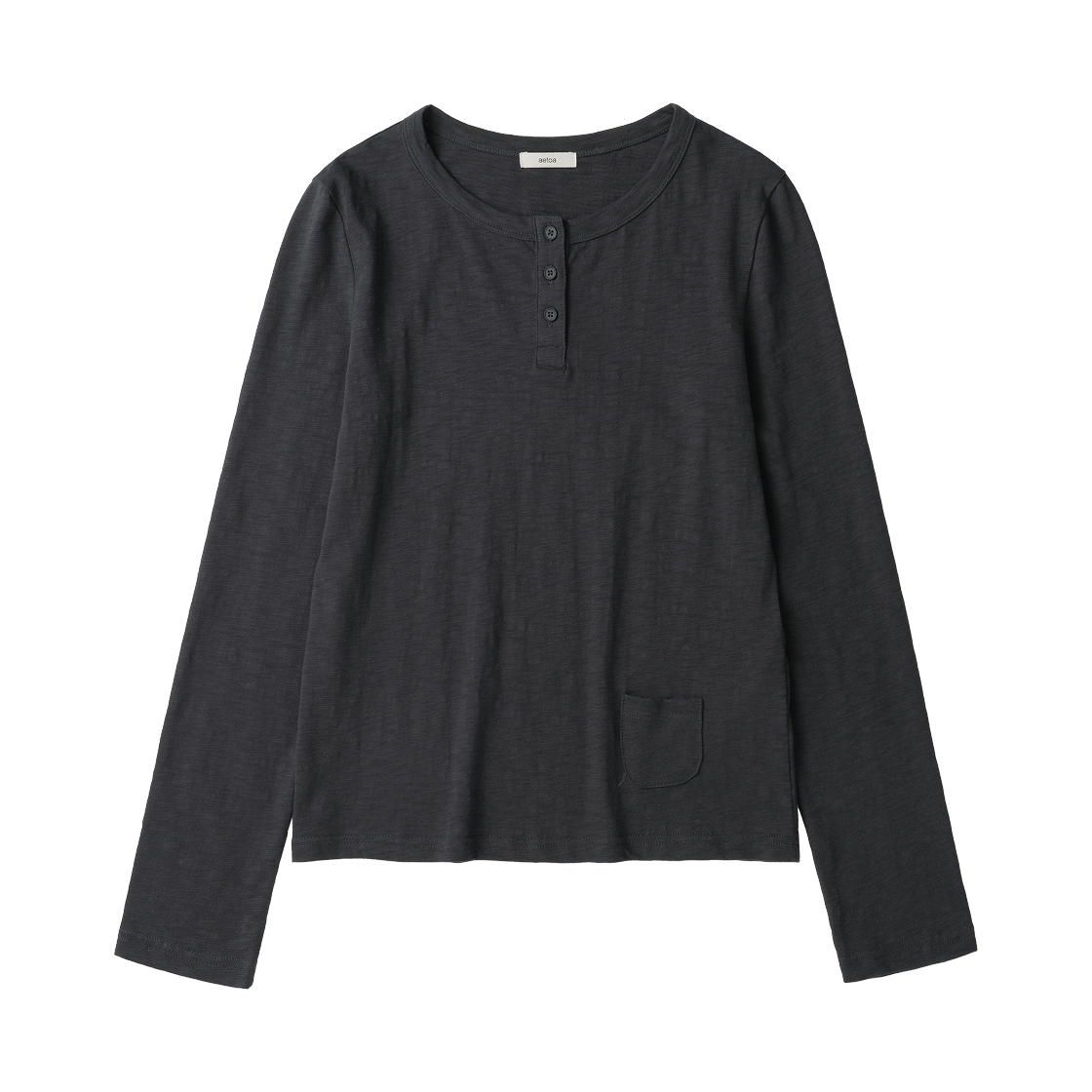 에토아 빈티지 헨리 롱 슬리브 탑 차콜(aetoa Vintage Henley Long Sleeve Top Charcoal)