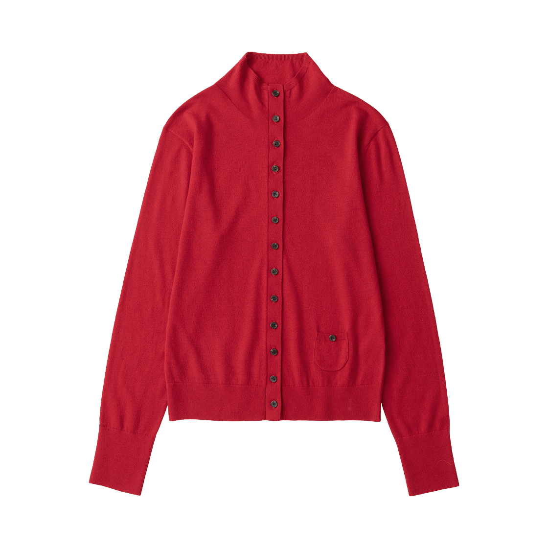 EFWKNAT067RED aetoa Soft Mock-Neck Cardigan Red