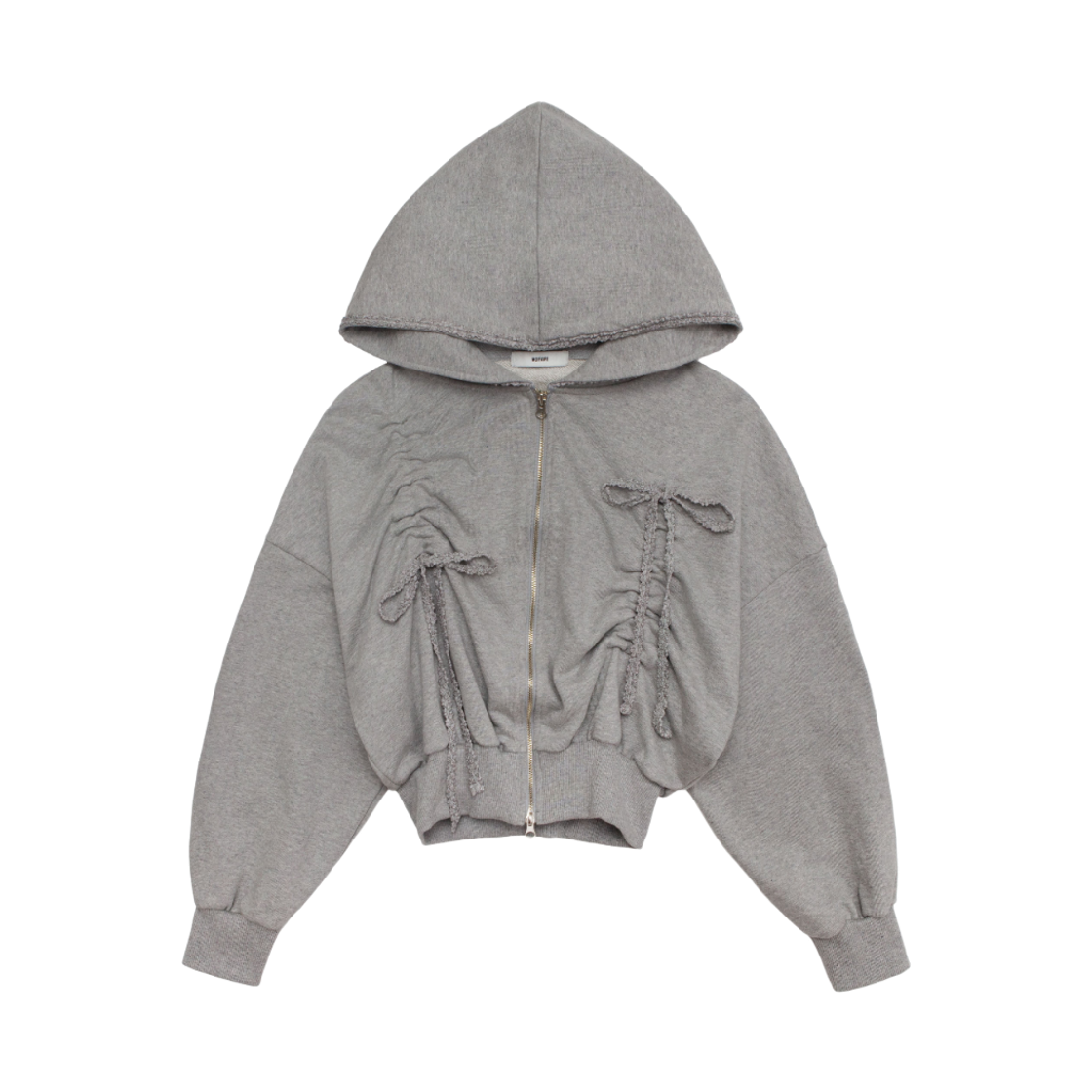 모이페어 레이스 스트링 후드 집업 그레이(MOIFAIRE Lace String Hoodie Zip-Up Grey)