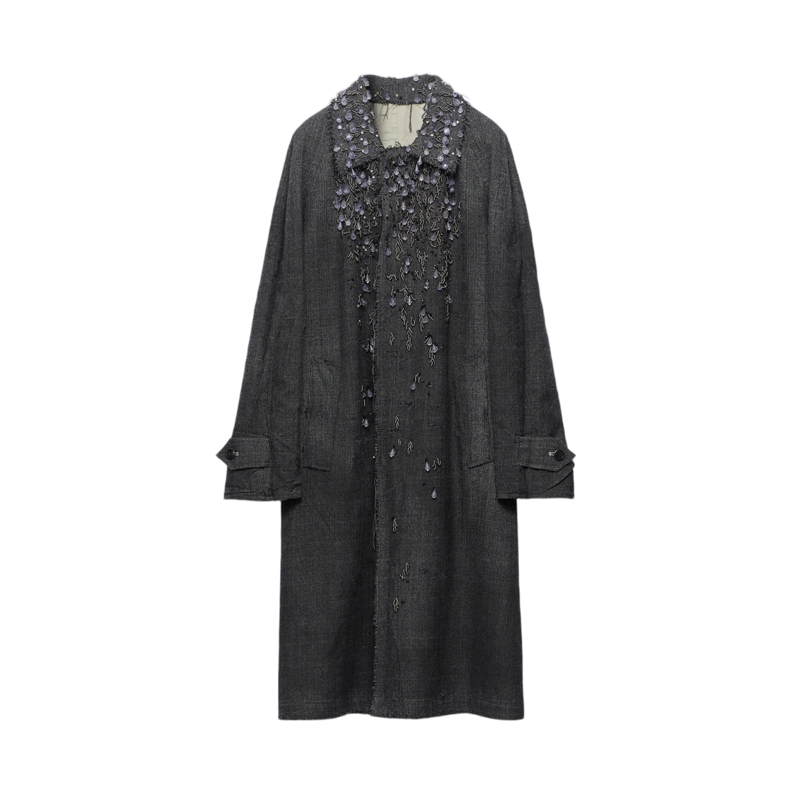 P680TR-6707-F0OLY (W) Prada Single-Breasted Mouline Prince of Wales Check and Embroidered Twill Coat Black Agave