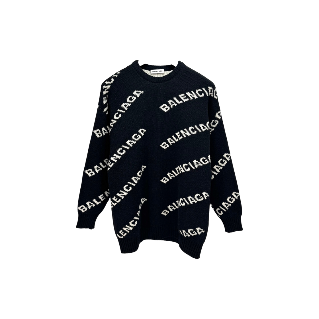 ITOBS4IJ7UWW Balenciaga Multi-Logo Long Sleeve Knit Black