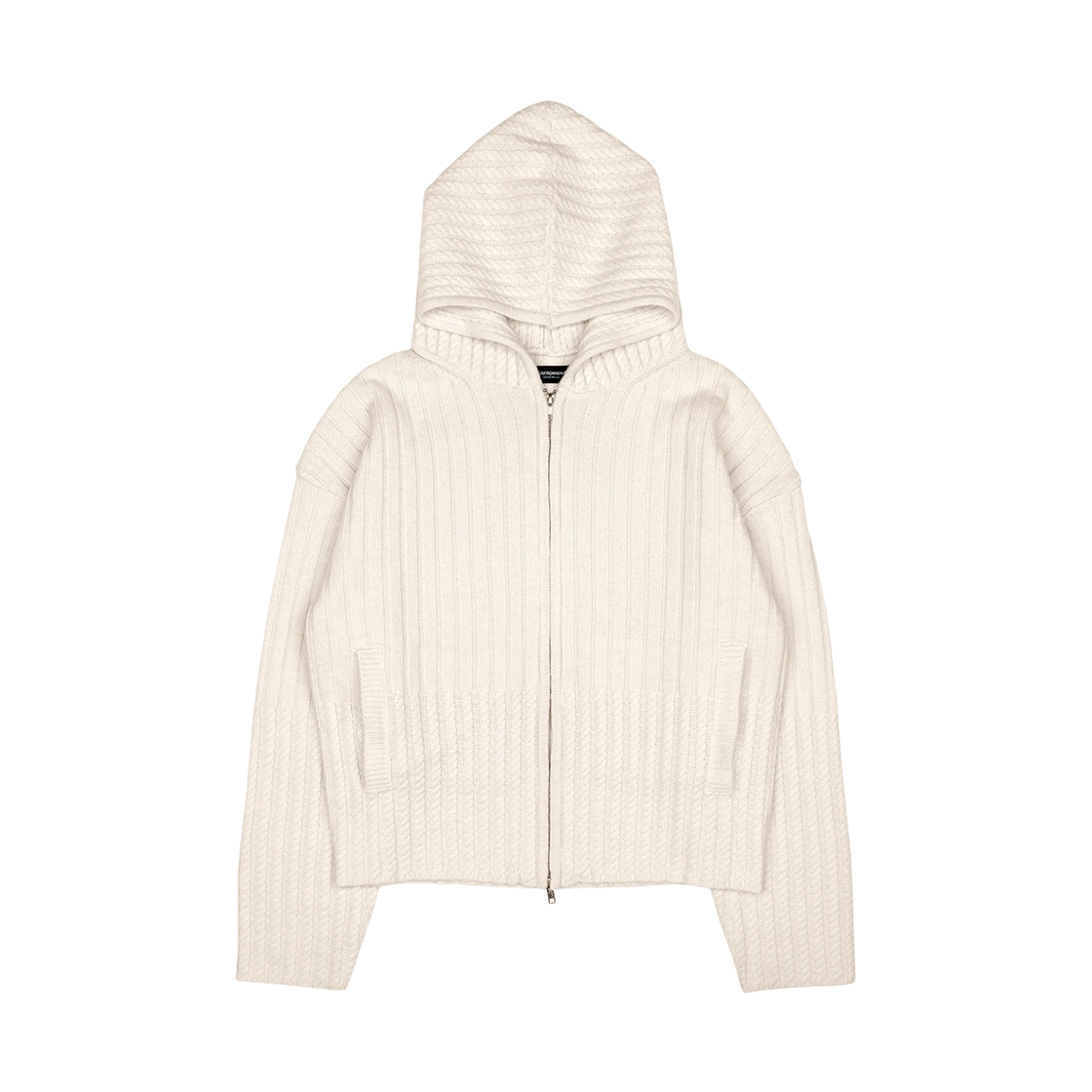 파프롬왓 투 패턴즈 립 니트 후드 집업_아이보리(farfromwhat two patterns rib knit hood zip-up_ivory)