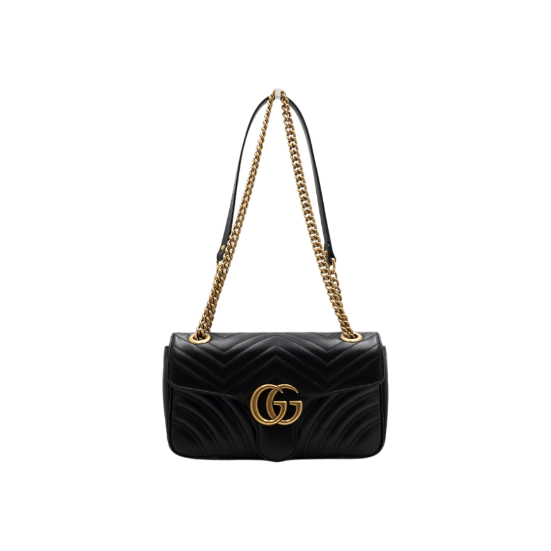 IT3IBMDNVEMN Gucci GG Marmont Black Matelasse Chevron Shoulder Bag