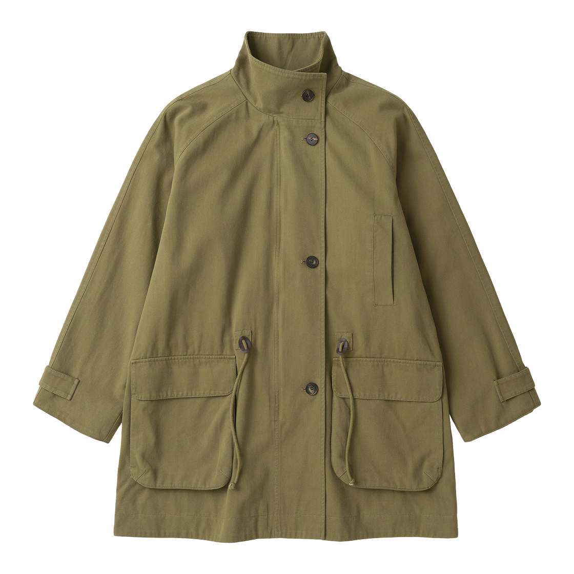 에토아 워시드 코튼 미디 자켓 카키(aetoa Washed Cotton Midi Jacket Khaki)