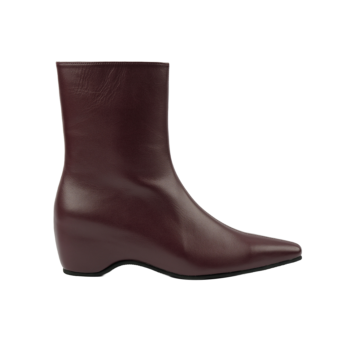 MD0411_1 MOODNIGHT Haze Curved Wedge Ankle Boots l Burgundy