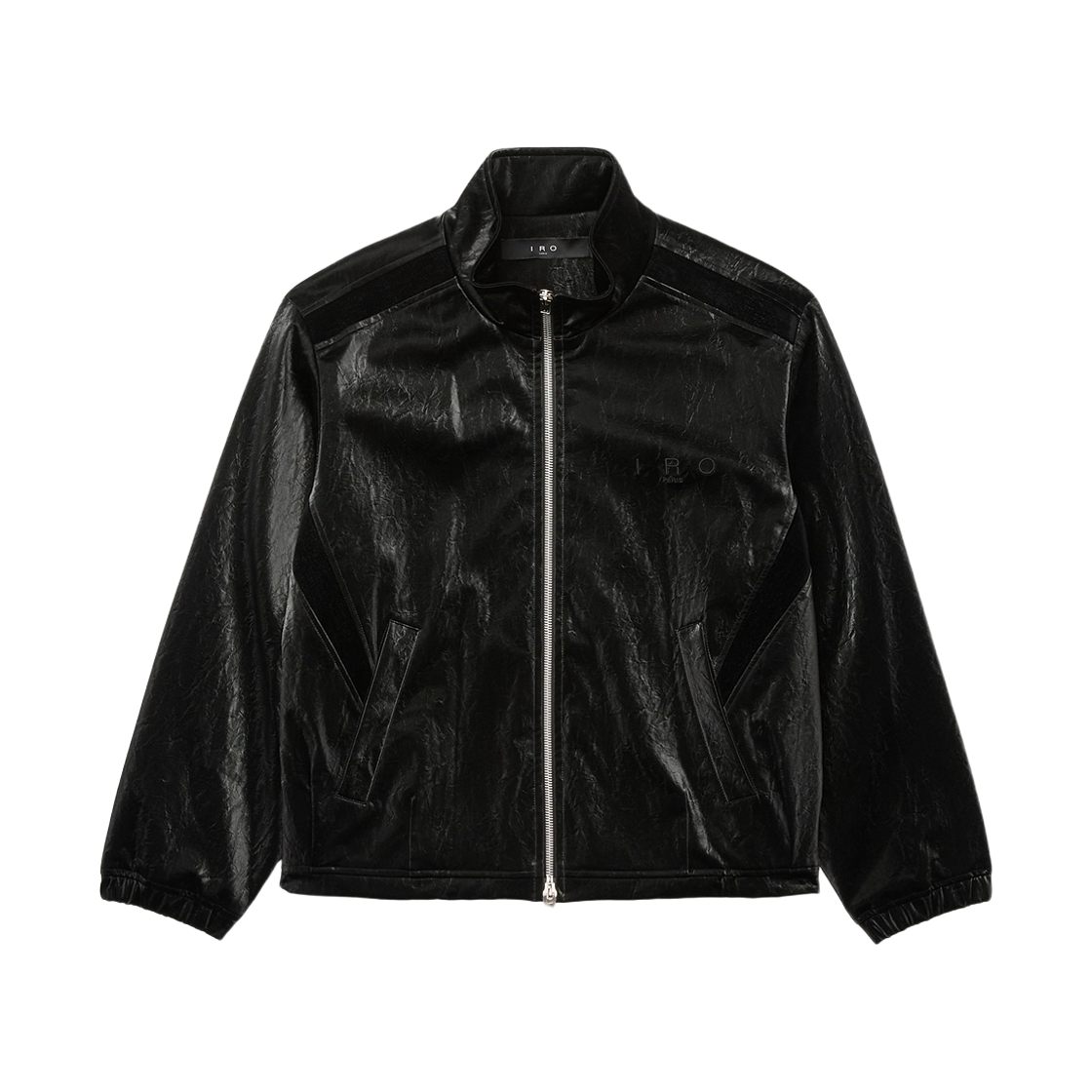 이로 브뤼 글로시 크링클 레더라이크 하이넥 점퍼 블랙(Iro Brut Glossy Crinkle Leather-Like High-Neck Jumper Black)