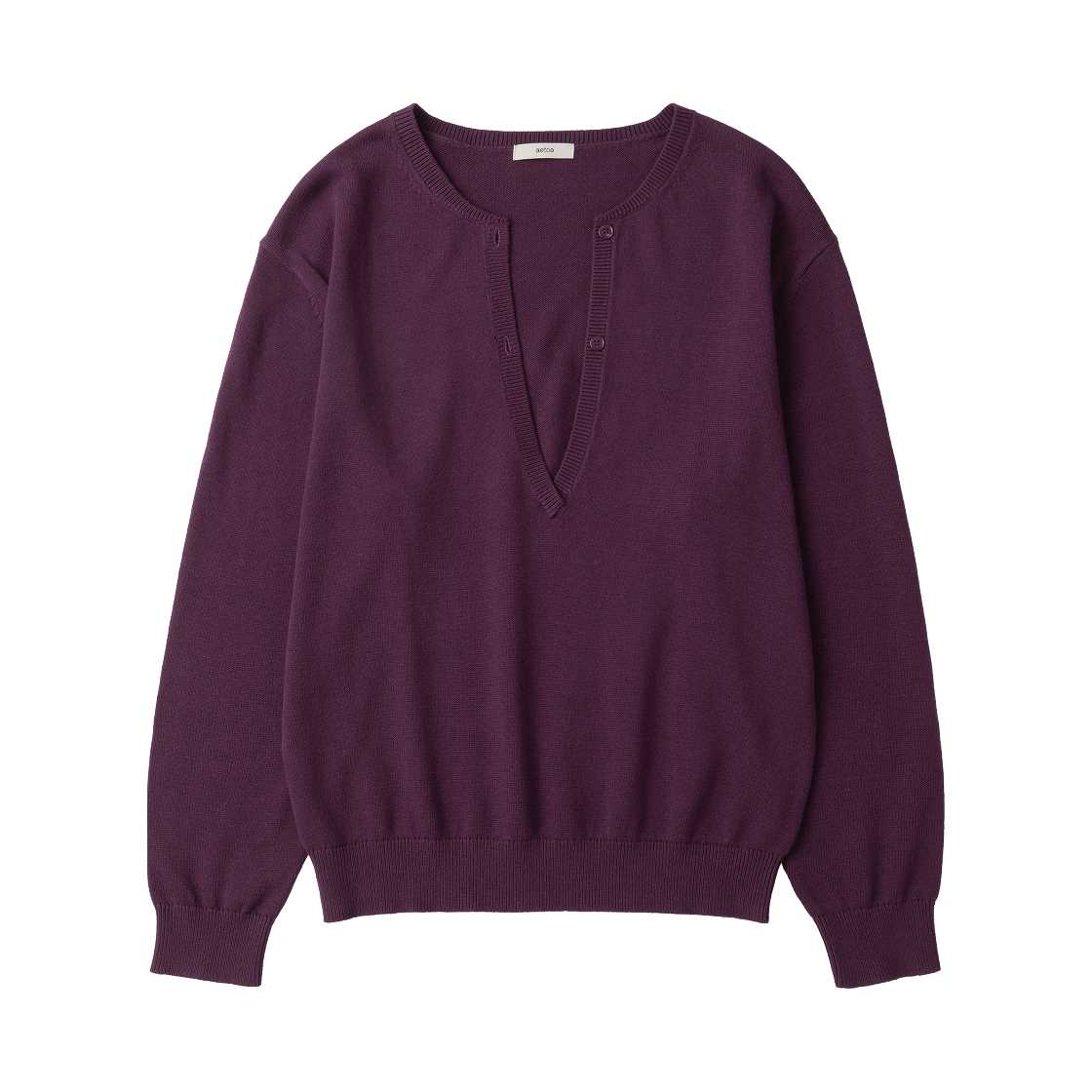 에토아 브이 슬릿 코튼 니트 퍼플(aetoa V-slit Cotton Knit Purple)