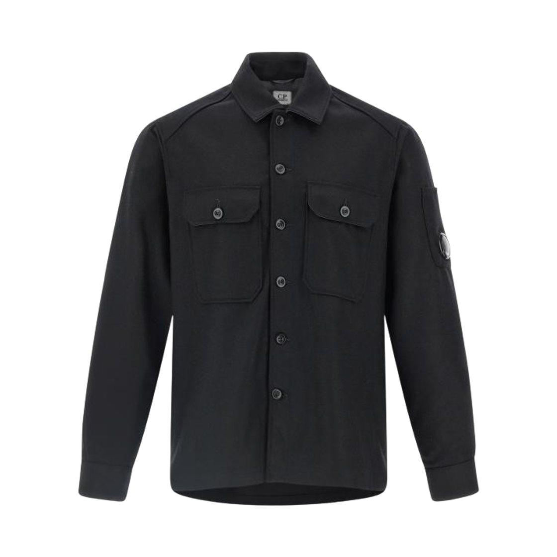 19CMOS271A110498A999 C.P. Company Lens Wappen Felt Overshirt Black - 25FW