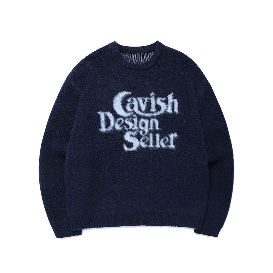 카비시 브러쉬드 셀러 로고 니트 크루넥 네이비(CAVISH Brushed Seller Logo Knit Crewneck Navy) - 1
