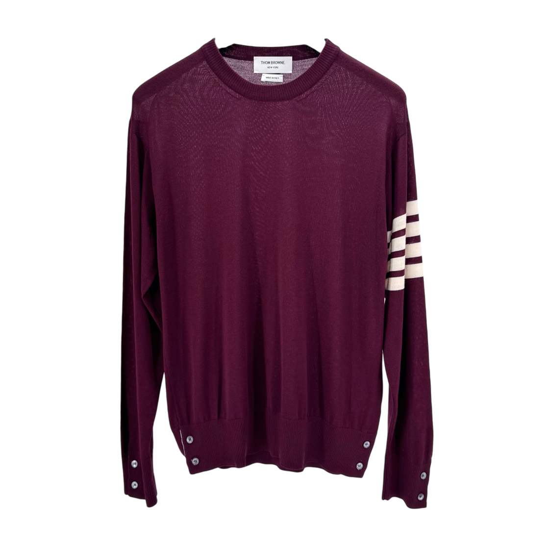 IT9GKU9RTTFE Thom Browne Diagonal Armband Merino Wool Knit Burgundy