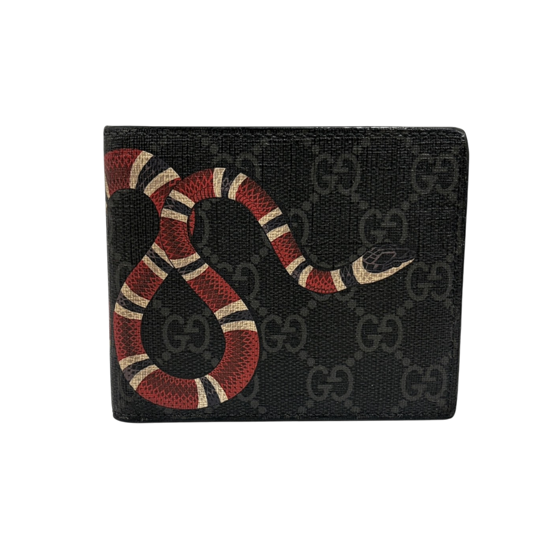 ITNKEAIVIS9J Gucci Snake GG Supreme Wallet Black