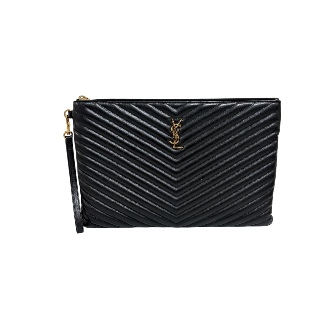ITLDPCUKD94A Saint Laurent Monogram Matelasse Clutch Bag Black