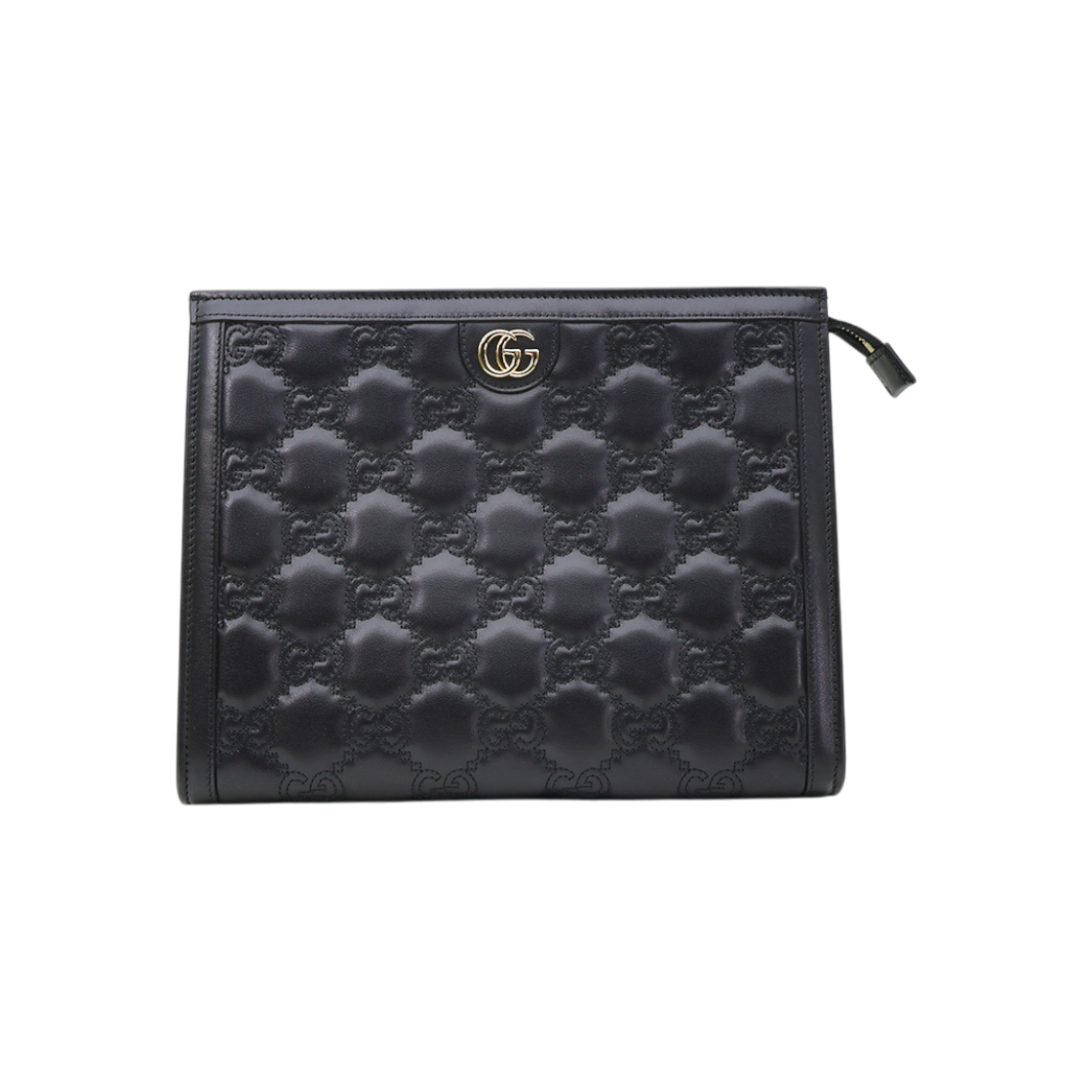 ITJQVW4GFJNI Gucci Black GG Matelasse Leather Clutch