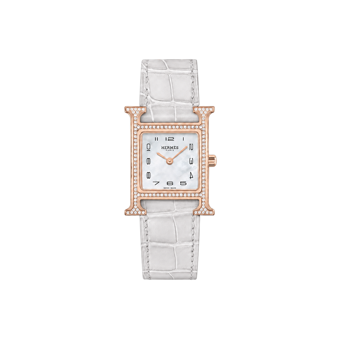 ITPUE9PDVF98 Hermes H Hour Bezel Rugged Diamond Mother of Pearl Arabic