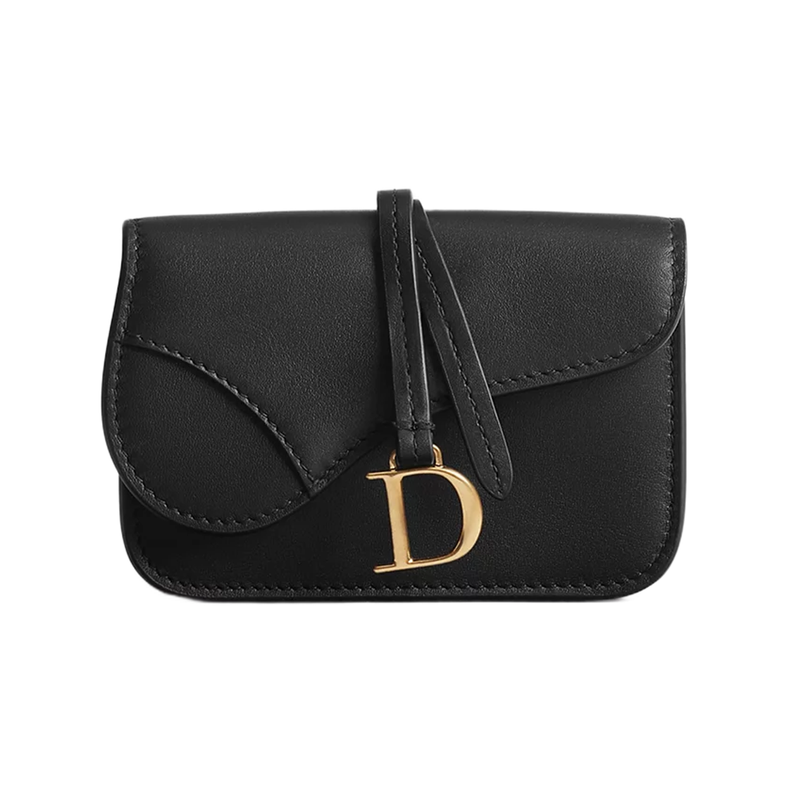 S5894CDKX-M900 Dior Saddle Bloom Card Holder Shiny Calfskin Black