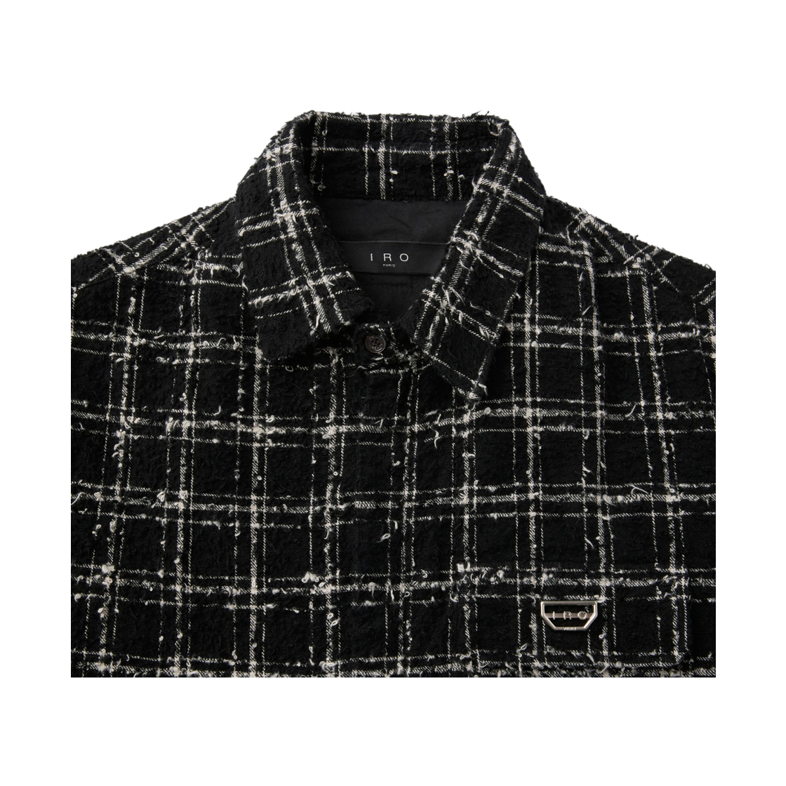 이로 오브 체크 펀칭 트위드라이크 셔켓 블랙(Iro Aube Check Punching Tweed-Like Shirt Jacket Black) - 4