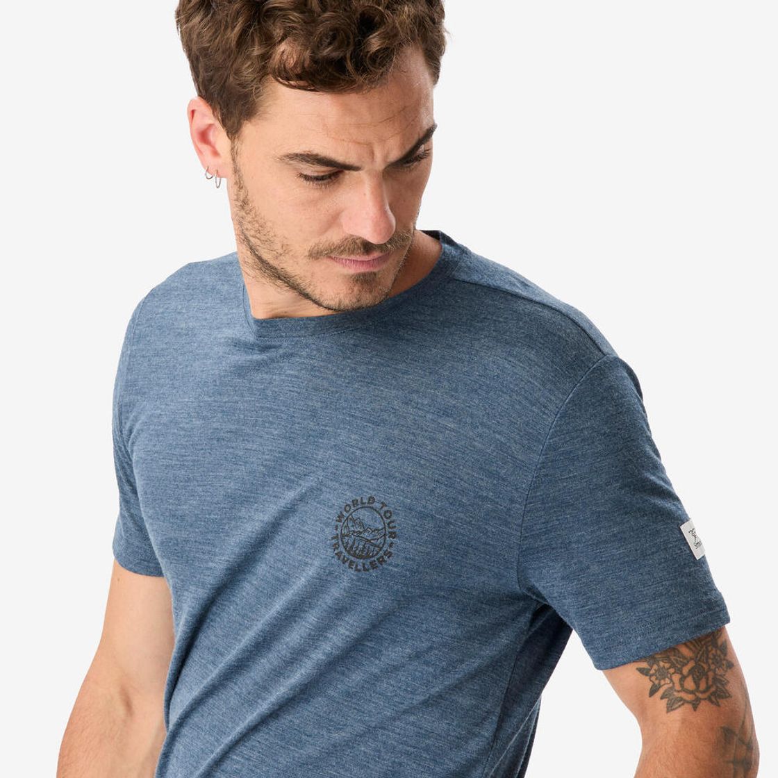데카트론 남성 메리노울 하이킹 반팔 티 프레시 어비스 블루(Decathlon Men's Merino Wool Hiking Short-Sleeve T-Shirt Fresh Abyss Blue) - 4