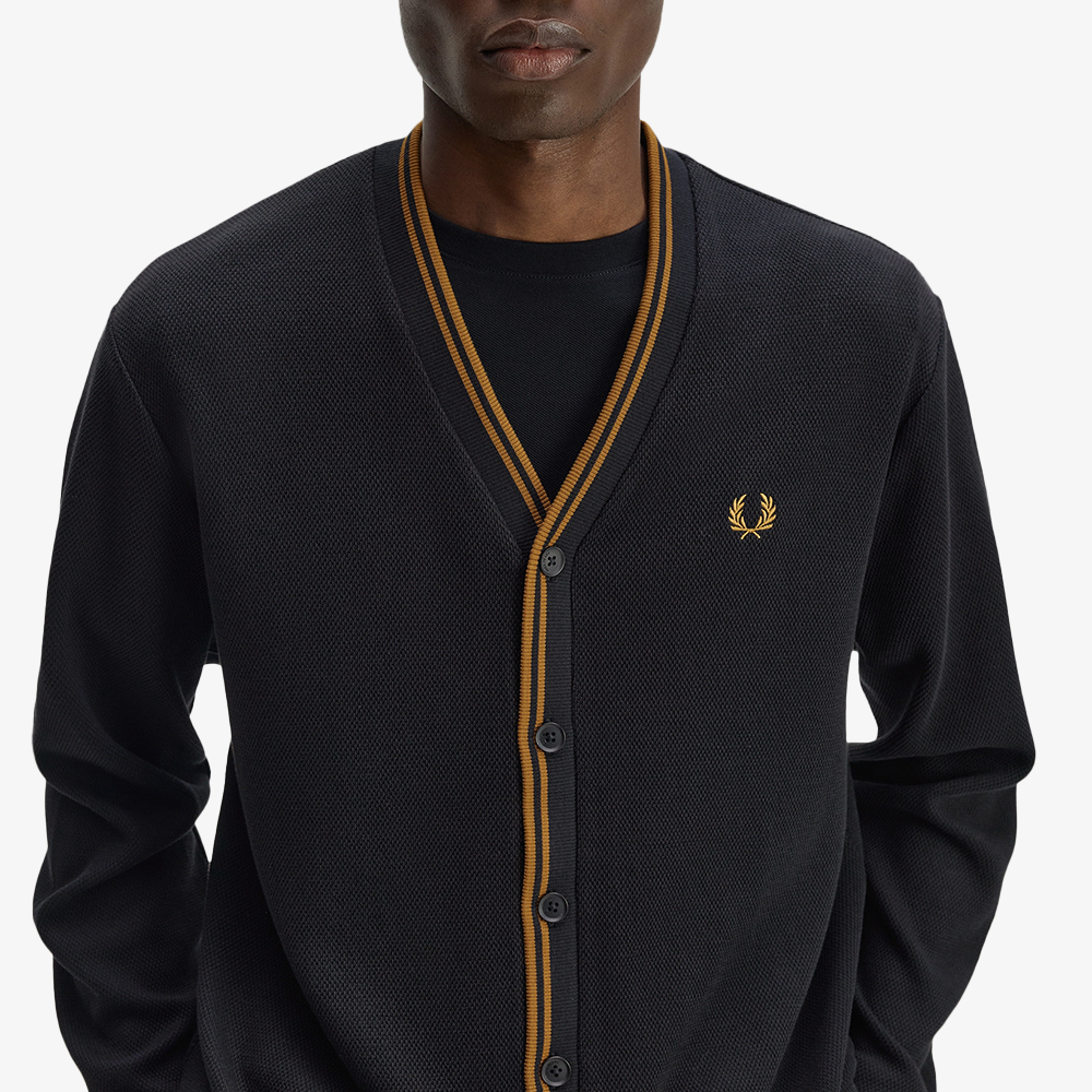 프레드페리 팁드 피케 가디건 블랙(Fred Perry Tipped Pique Cardigan Black) - 5