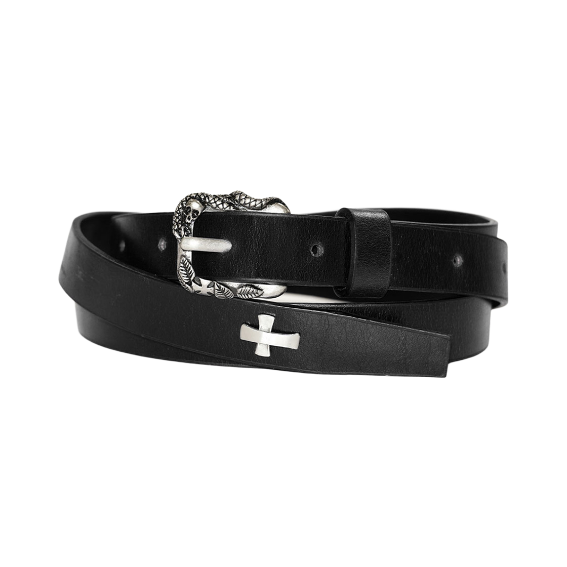 파프롬왓 크로스 참 슬림 벨트_블랙(farfromwhat cross charm slim belt_black) - 1