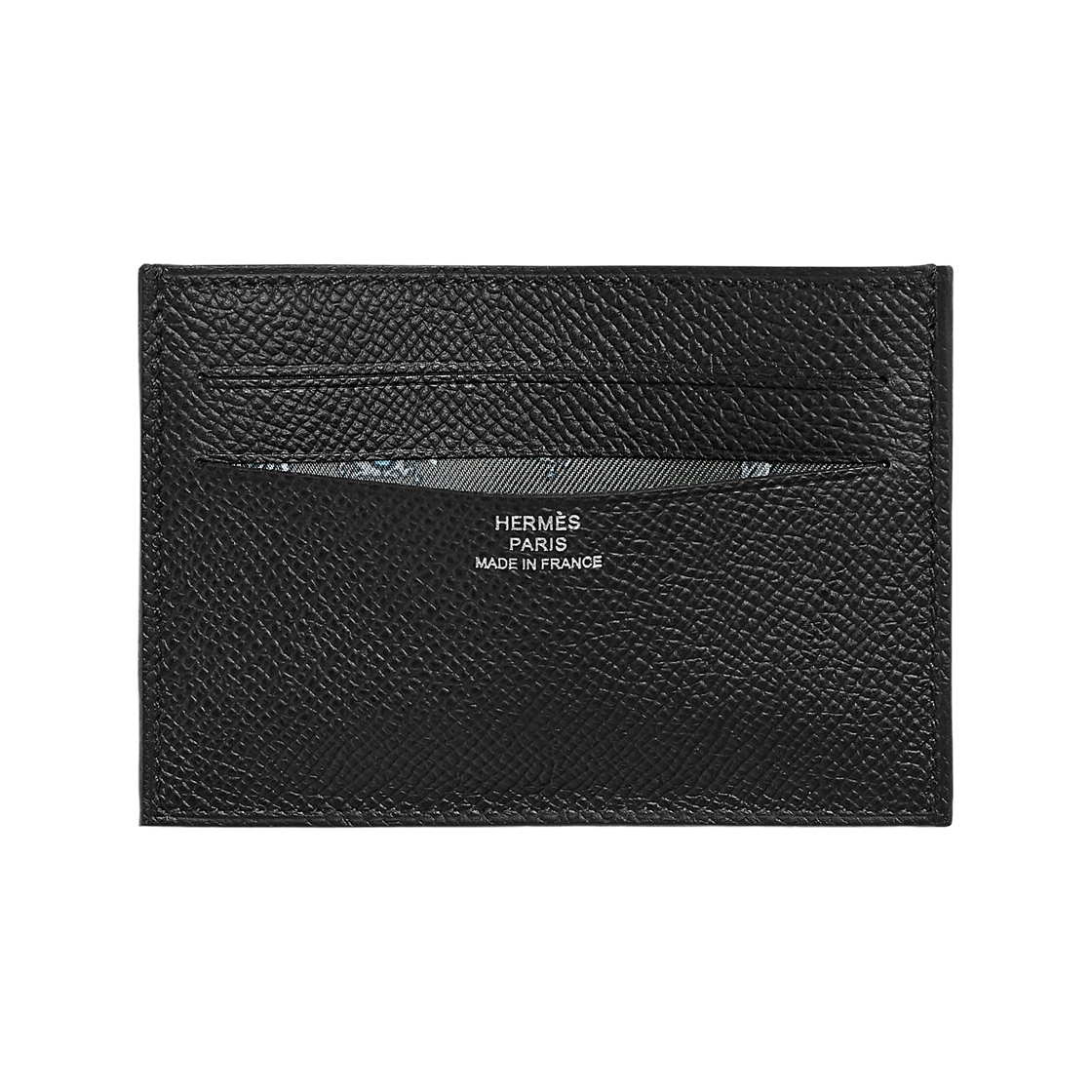H087017CAAD Hermes Citizen Twill Card Holder Epsom Calfskin & Noir Vert Mangrove Gris Pantin