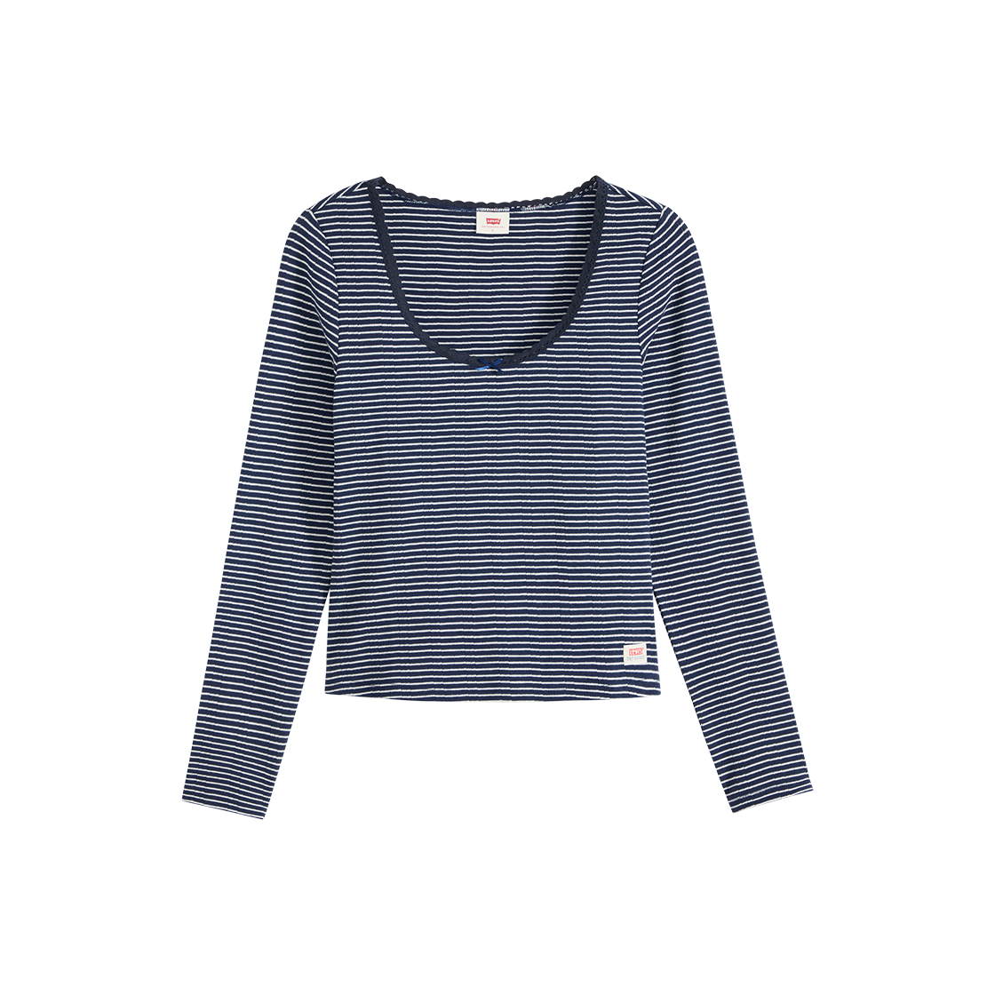 리바이스 드라이 굿즈 포인텔 레이스 롱 슬리브 탑 블루(Levi's Dry Goods Pointelle Lace Long Sleeve Top Blue)