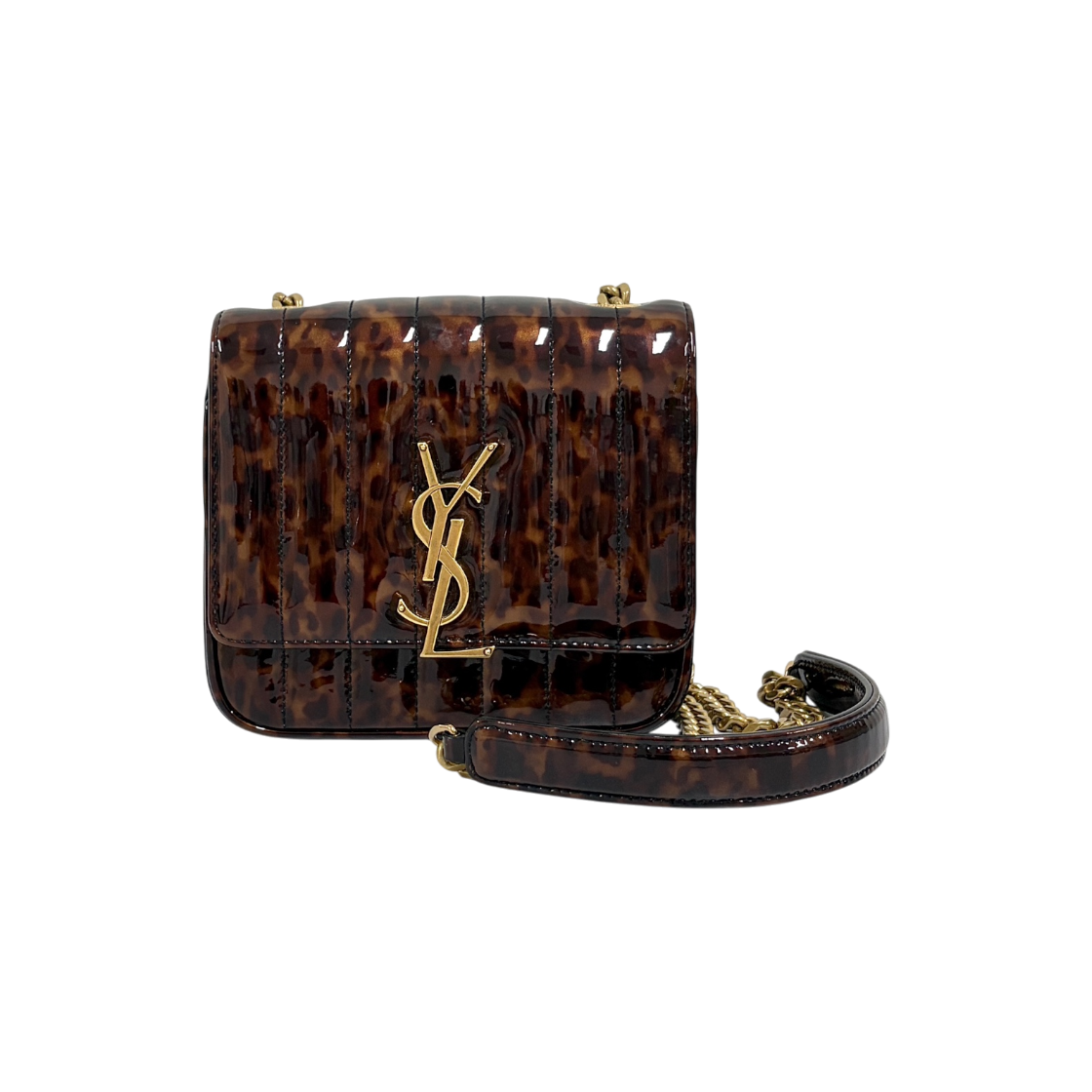 IT74TIKA62TH Saint Laurent Patent Vicky Chain Shoulder Bag