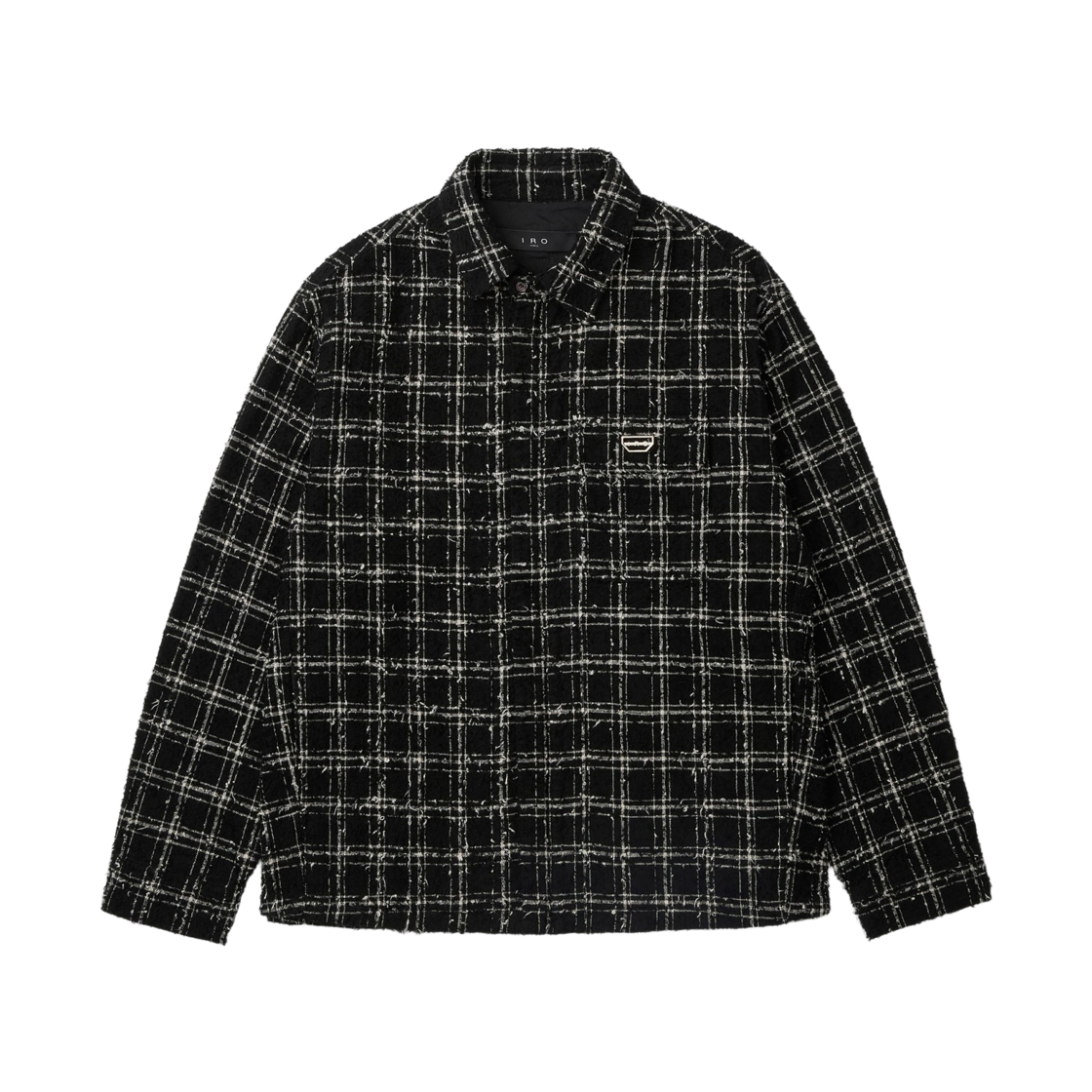 이로 오브 체크 펀칭 트위드라이크 셔켓 블랙(Iro Aube Check Punching Tweed-Like Shirt Jacket Black) - 2