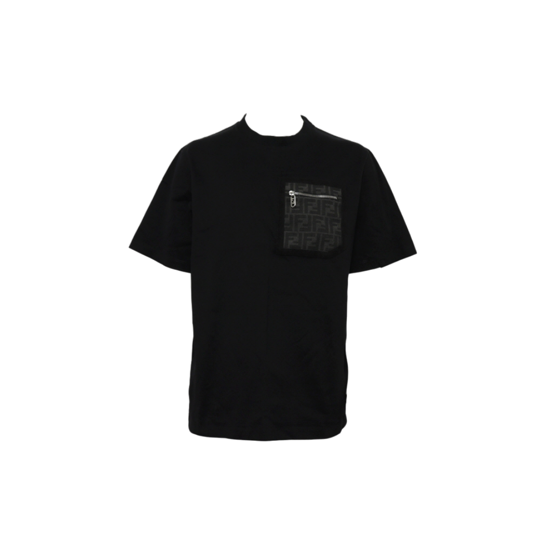 IT38JBUDU5LT Fendi FF Logo Pocket Jersey Men T-Shirt Black