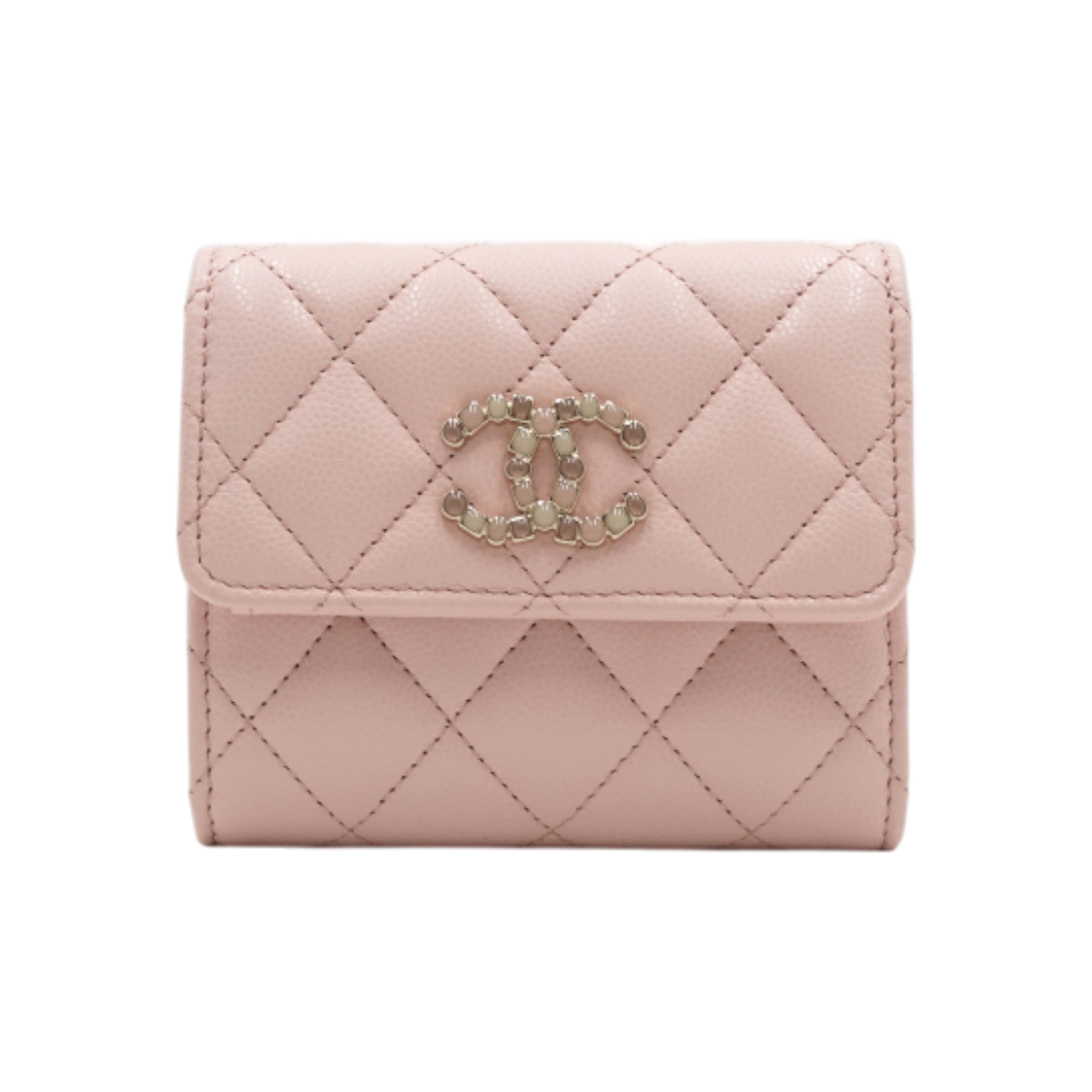 ITV9N95N5M3K Chanel Pink Caviar Enamel CC Flap Women Wallet