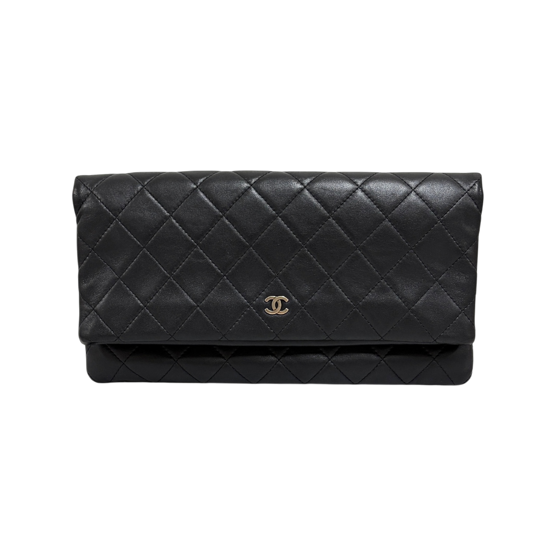 ITANH9EIIGGM Chanel Flap Folding Lambskin Clutch Bag Black