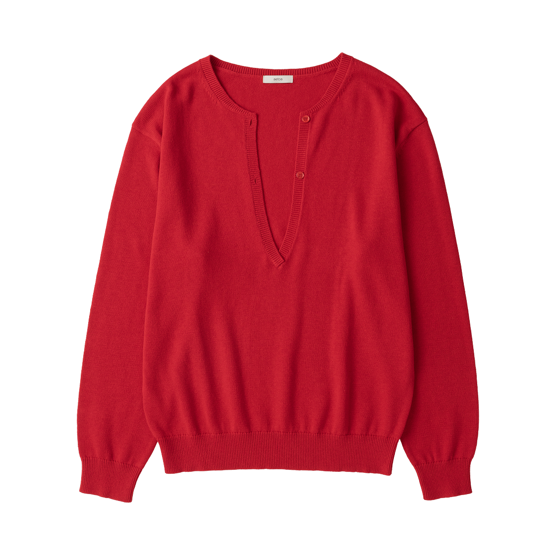 에토아 브이 슬릿 코튼 니트 레드(aetoa V-slit Cotton Knit Red)