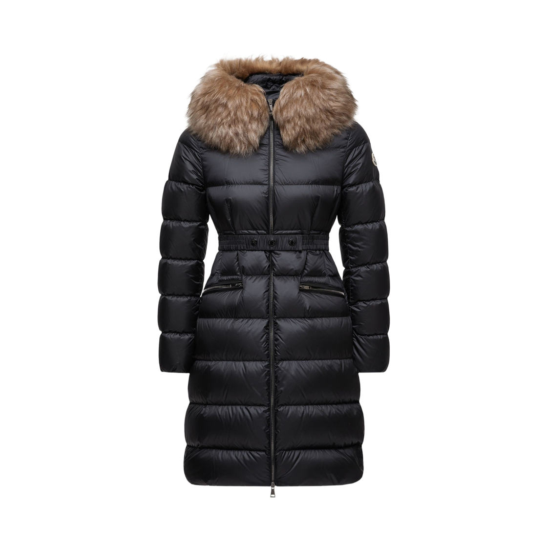 L2-093-1C00015-595FE-99M (W) Moncler Boedic Hooded Shearling Trim Long Down Jacket Black Beige - 26FW