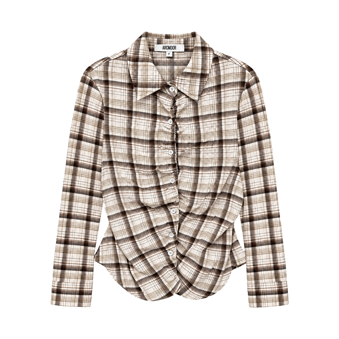 아크무어 벨로 체크 드레이프 셔츠 브라운(ARCMOOR BELLO Check Drape Shirts Brown) - 1