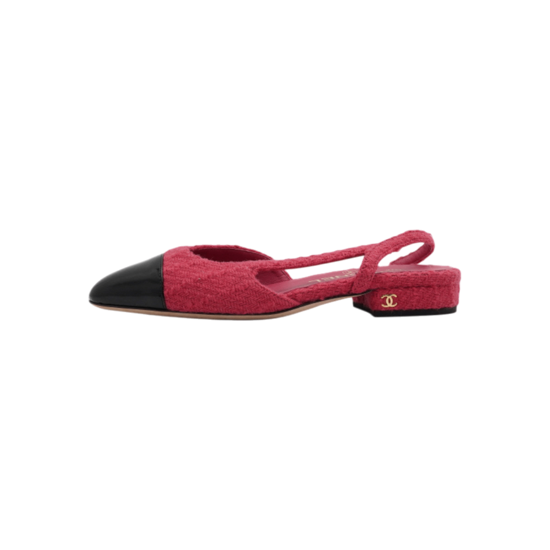 ITFAPKABT6U4 Chanel Black Pink Two Tone Tweed Slingback