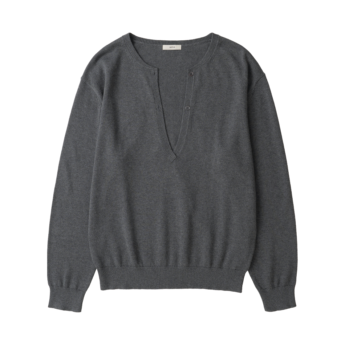 에토아 브이 슬릿 코튼 니트 차콜(aetoa V-slit Cotton Knit Charcoal)