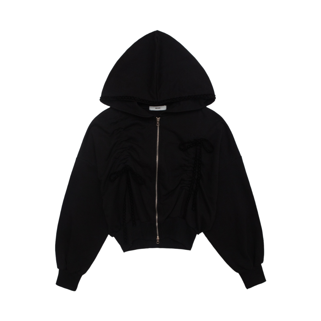 모이페어 레이스 스트링 후드 집업 블랙(MOIFAIRE Lace String Hoodie Zip-Up Black)