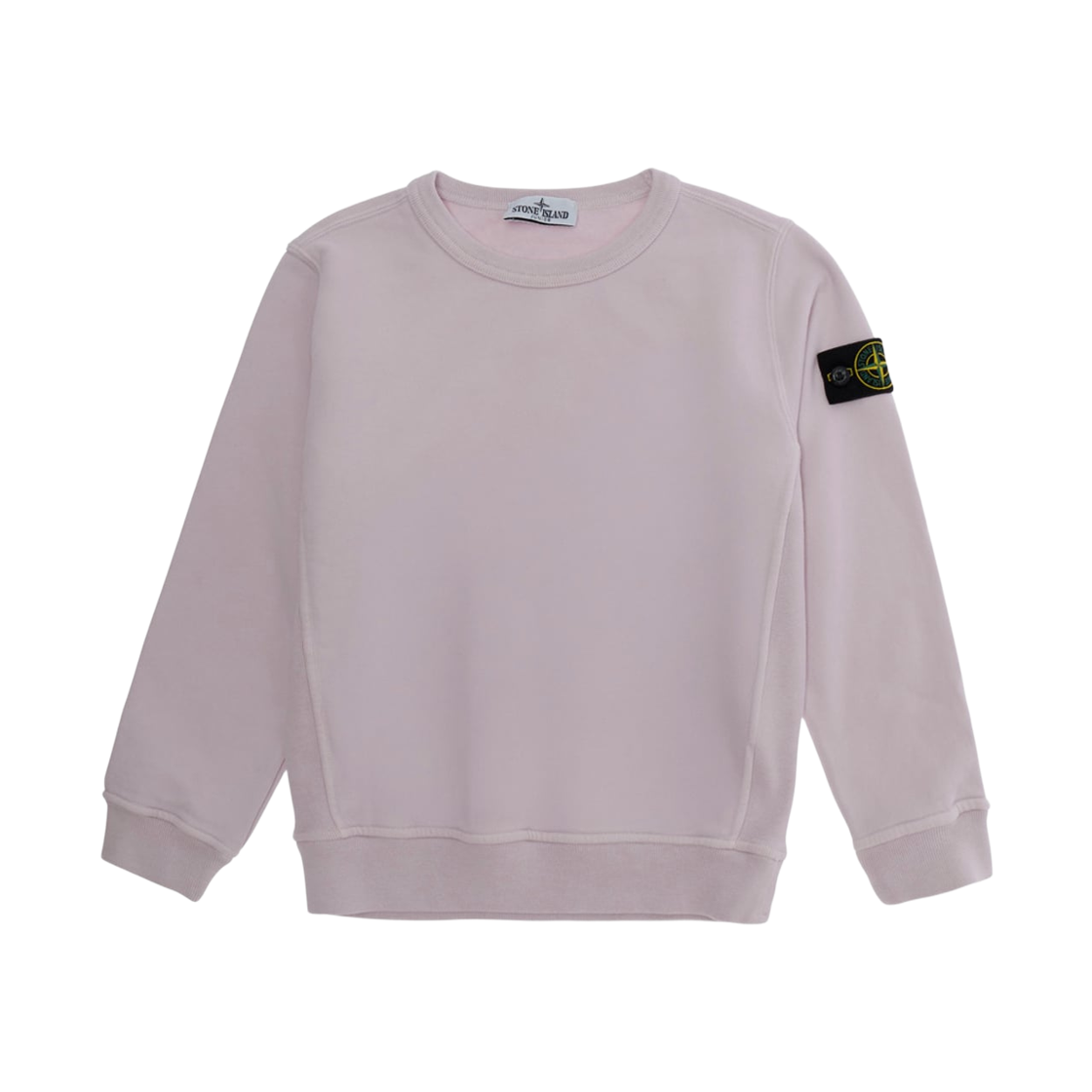 L2S1661000-01S0A20-V0085 (Kids) Stone Island 6100001 Brushed Organic Cotton Fleece Regular Fit Crewneck Sweatshirt with Ribbed Side Bands Pink - 26FW