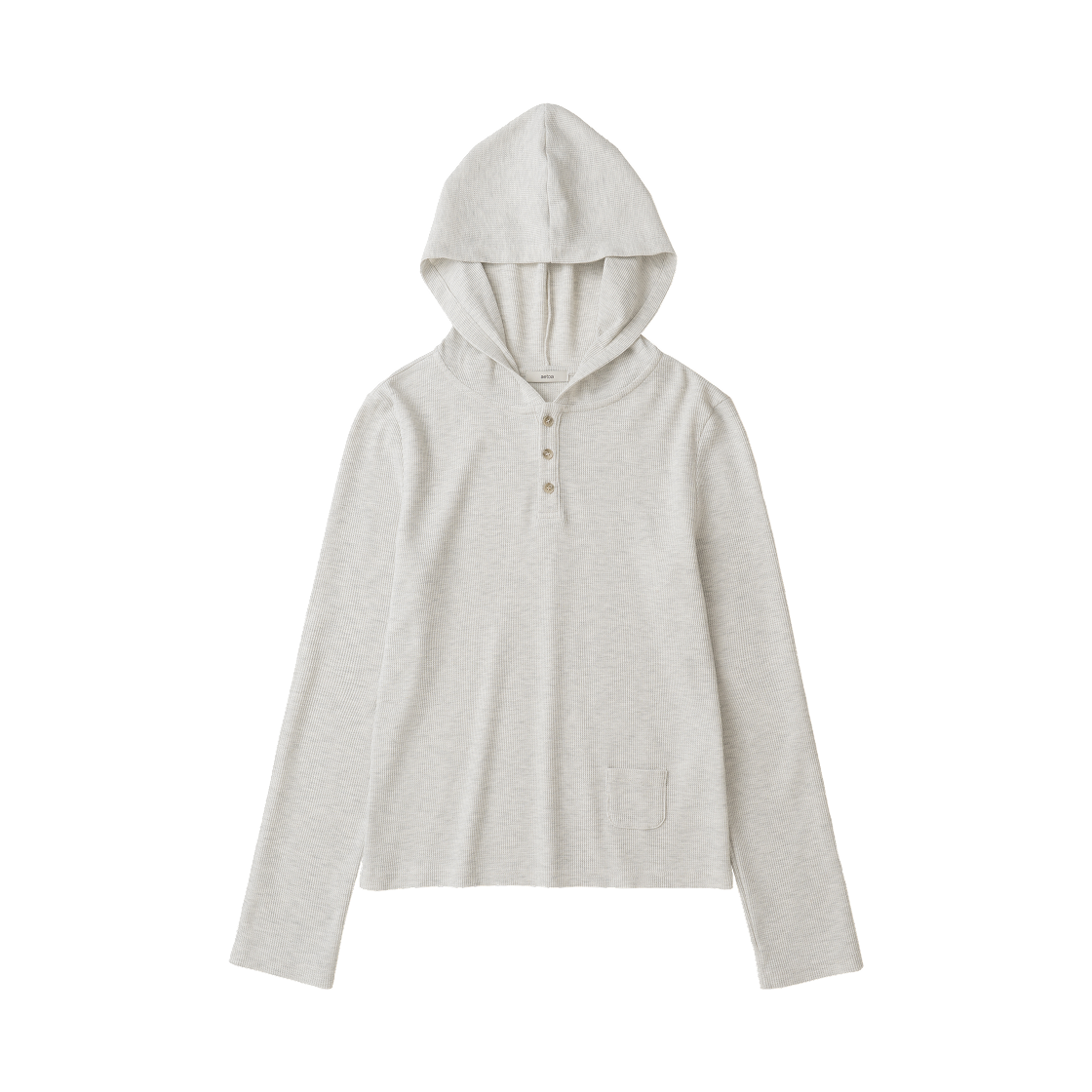 에토아 와플 슬림 헨리 후디 오트밀 그레이(aetoa Waffle Slim Henley Hoodie Oatmeal Gray) - 1