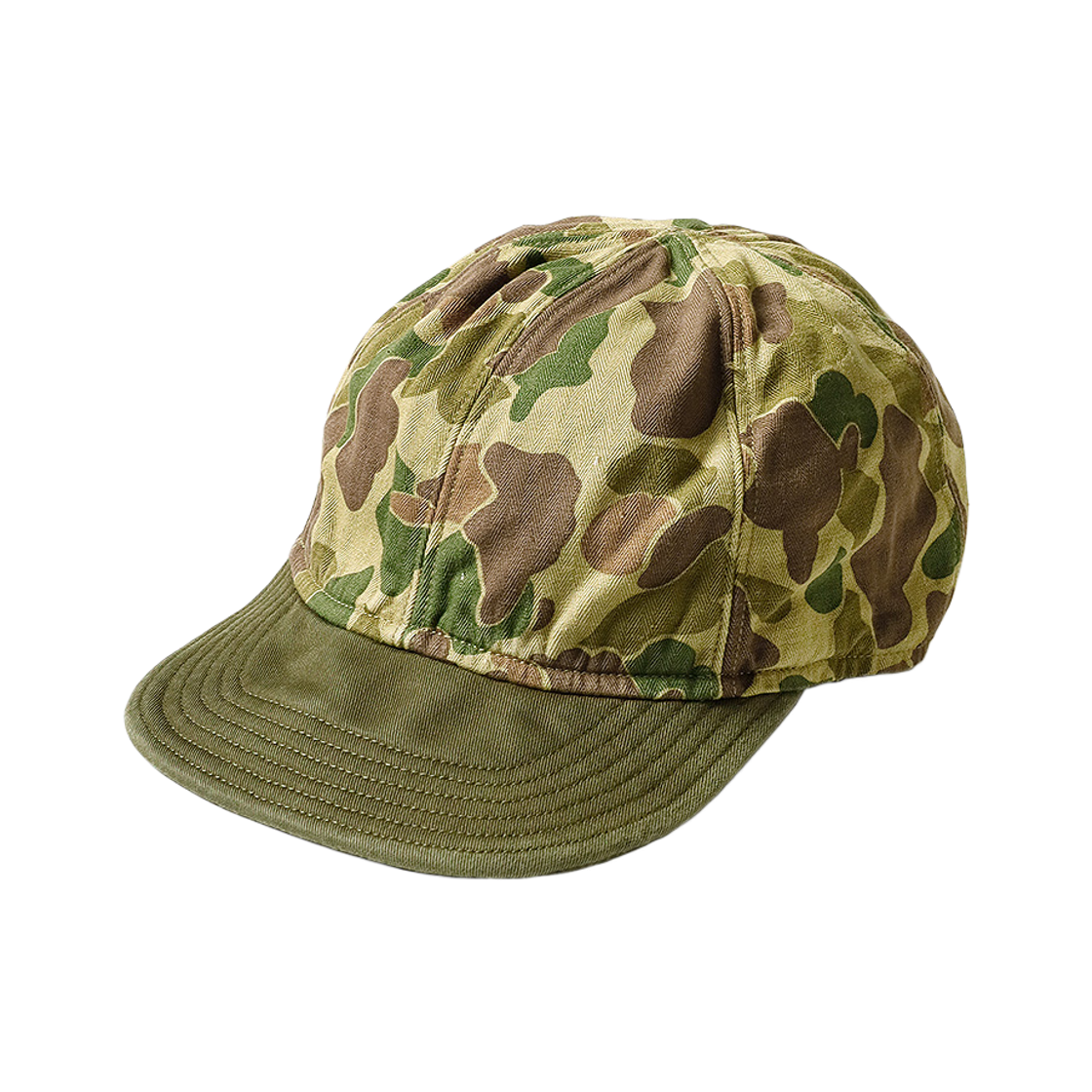 K2305XH541 Kapital Hunter Camo Herringbone Military Cap Khaki