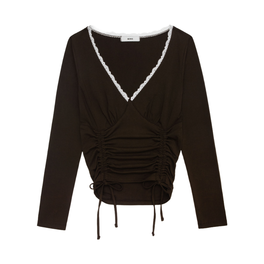 모이페어 레시트 스트링 티셔츠 브라운(MOIFAIRE Lace String T-Shirt Brown)