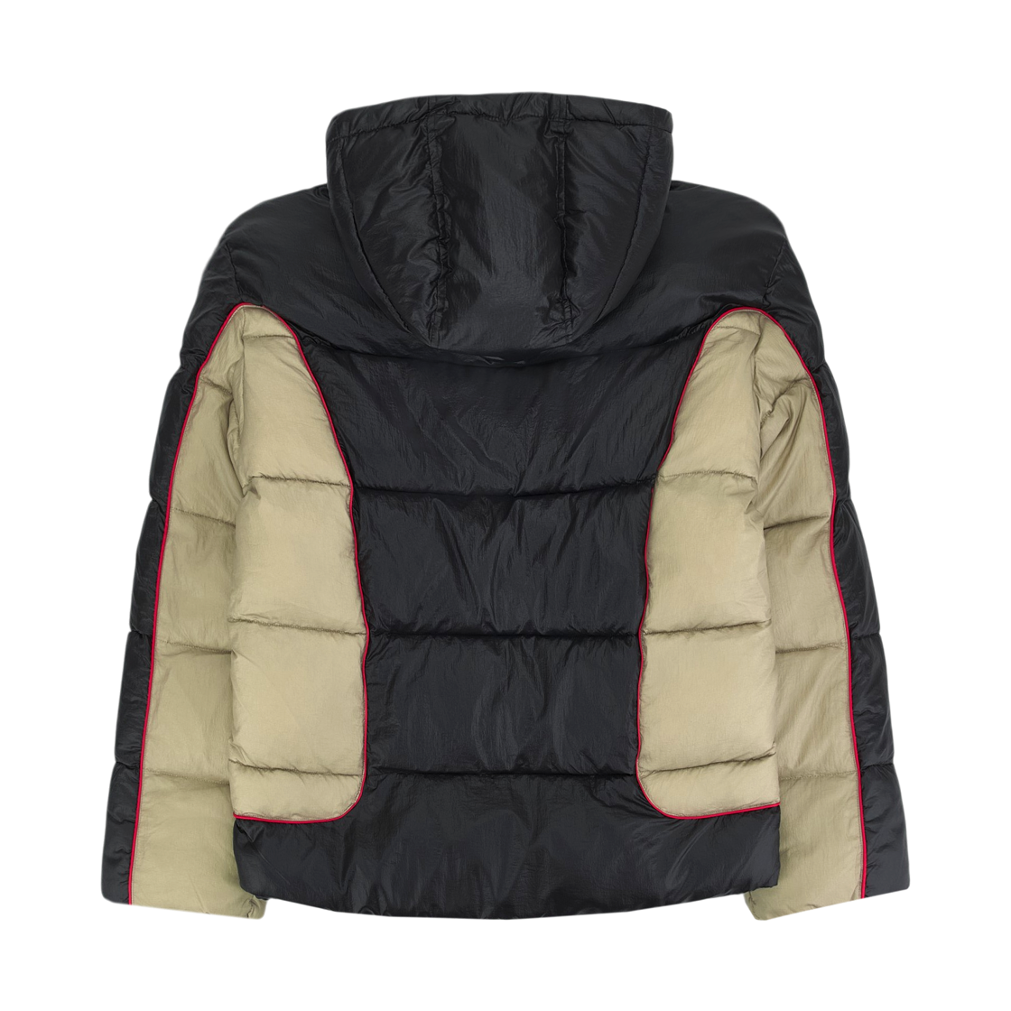 디젤 W-오스텐드 샤이니 립스탑 후드 퍼퍼 자켓 블랙 베이지(Diesel W-Ostend Hooded Puffer Jacket in Shiny Ripstop Black Beige) - 2
