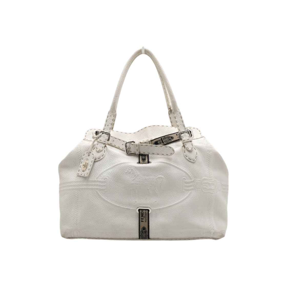 ITTM9QA382VH Fendi White Selleria Villa Borghese Tote Bag
