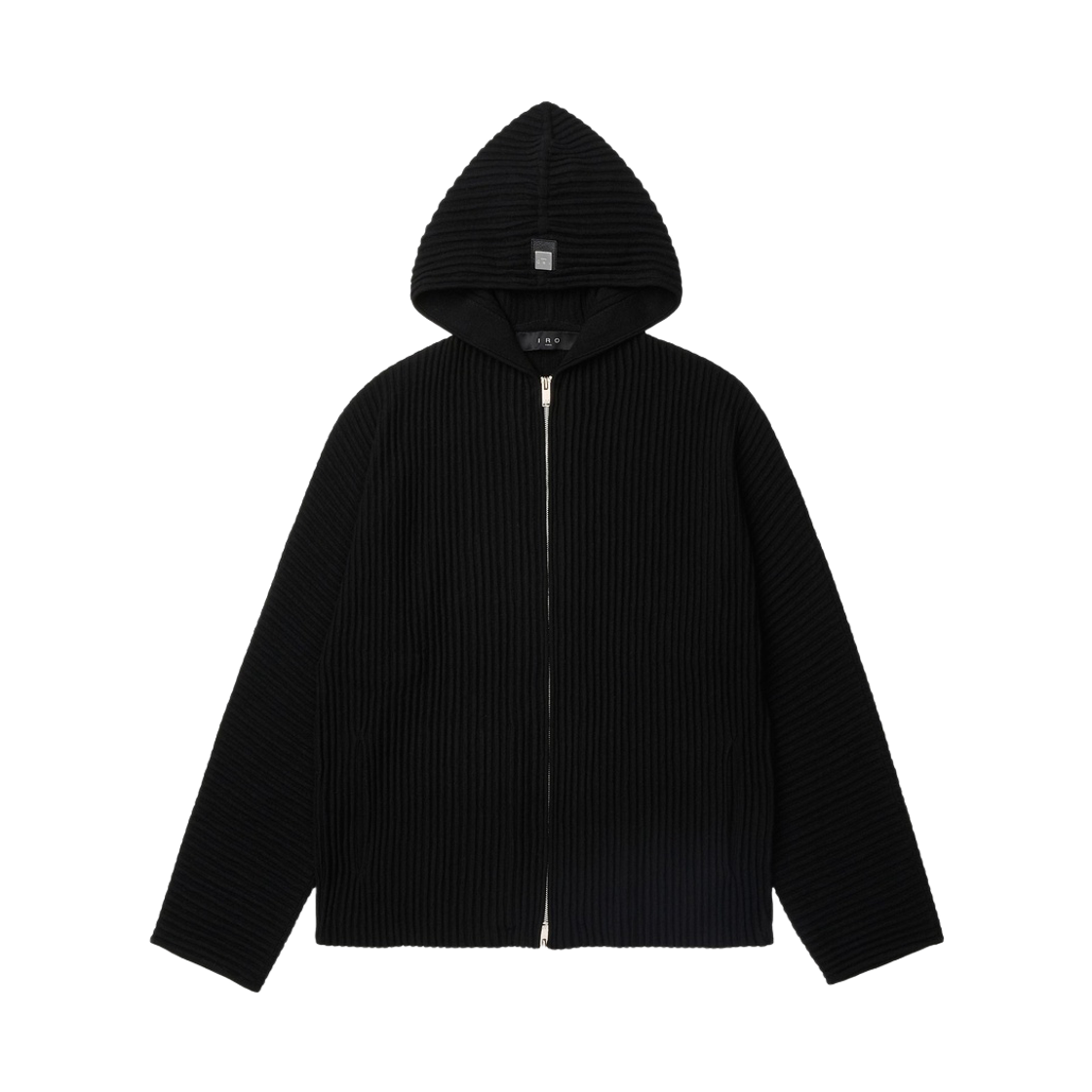 이로 디라이브 니트 플리츠 후드 집업 블랙(Iro Derive Knit Pleated Hooded Zip-Up Black)