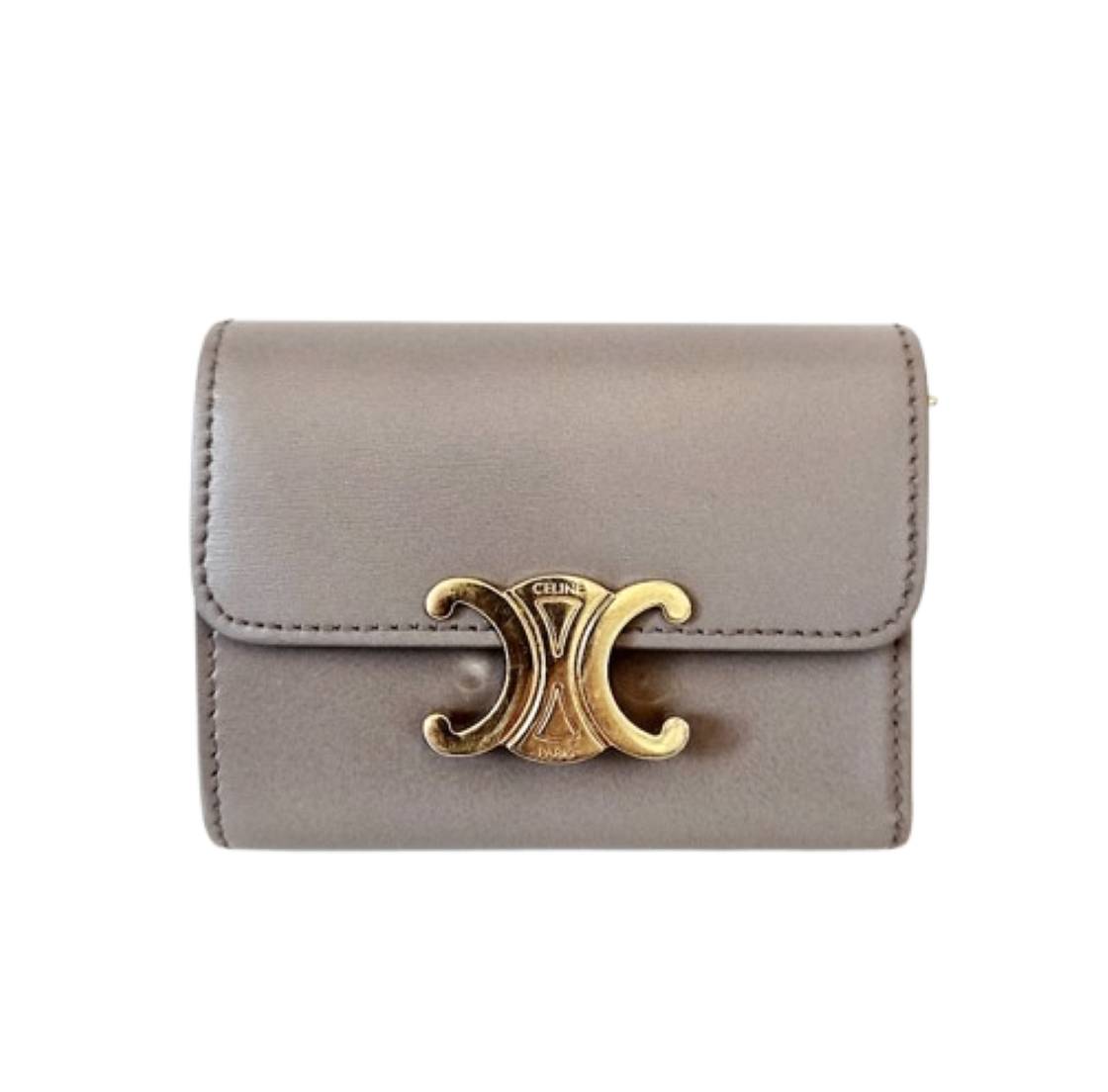 셀린느 컴팩트 월렛 코인 트리옹프 샤이니 카프스킨 페블(Celine Compact Wallet Coin Triomphe Shiny Calfskin Pebble)