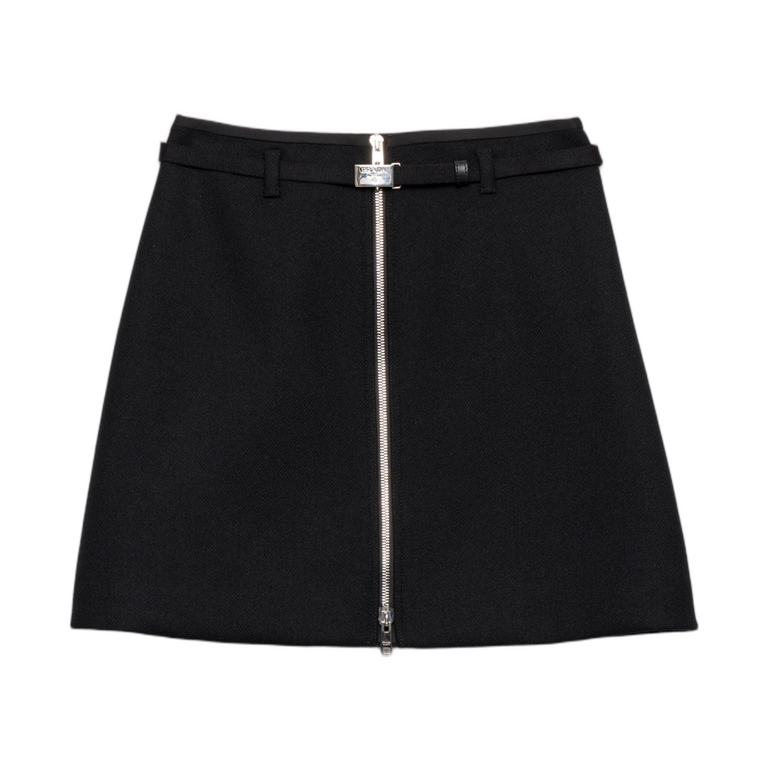 P10B3H-11H4-F0002 (W) Prada Double Wool Miniskirt Black