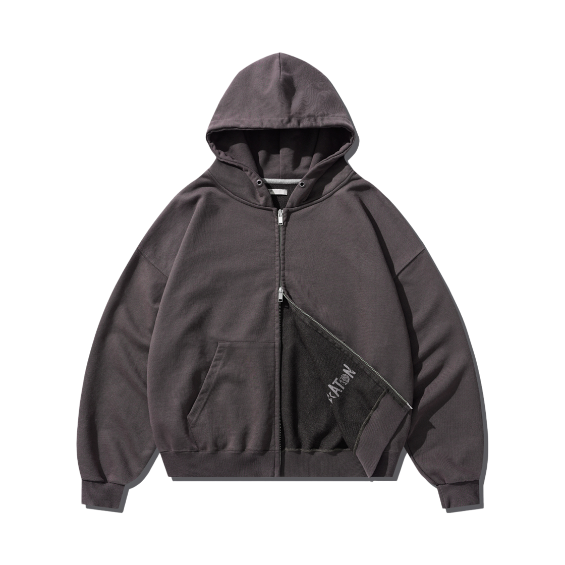 MMOT6938_charcoalpurple_29 EZKATON Faded Washing Crop Hood Zip Up Charcoalpurple MMOT6938